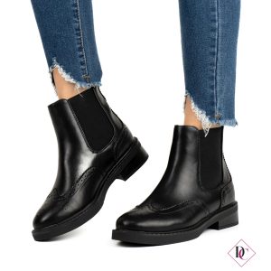 stivaletti Oxford stile inglese neri con elastici laterali de caro calzature (5)