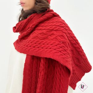 Coordinato in lana sciarpa guanti cappello rosso de caro calzature 2