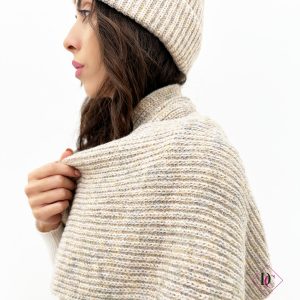 coordinato sciarpa e cappello lana beige de caro calzature 1