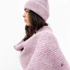 coordinato sciarpa e cappello lana rosa de caro calzature 1