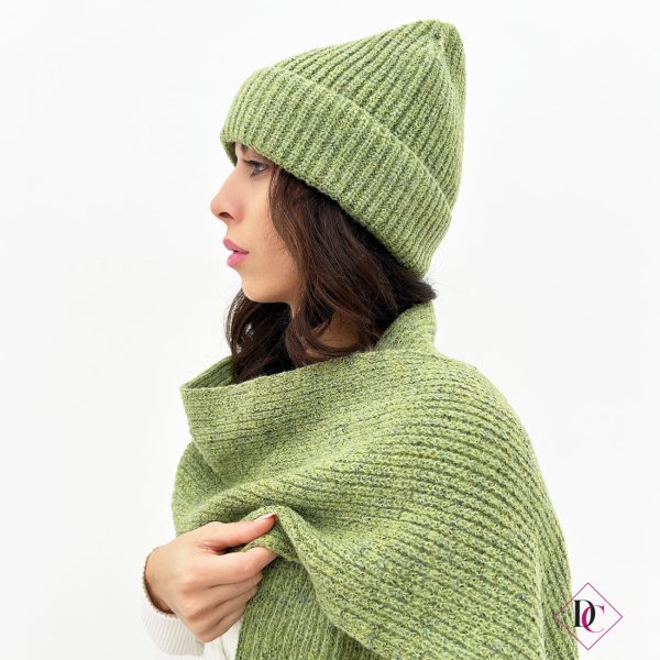coordinato sciarpa e cappello lana verde de caro calzature