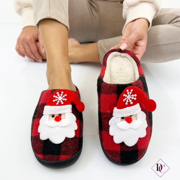 pantofole natale rosso nero con pelliccia de caro calzature