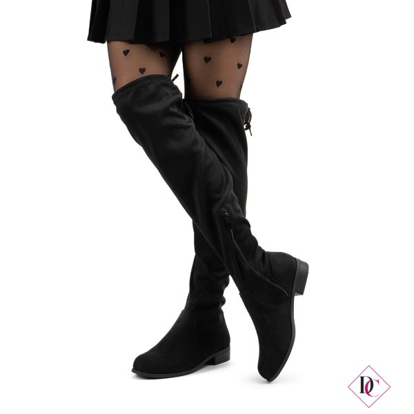 stivali cuissardes scamosciati con tacco basso laccetti regolabili de caro calzature (3)