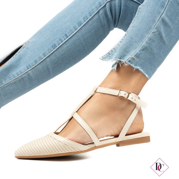 ballerine beige eco pelle con cinturino alla caviglia de caro calzature (3)