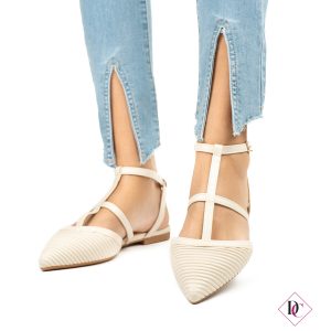 ballerine beige eco pelle con cinturino alla caviglia de caro calzature (4)