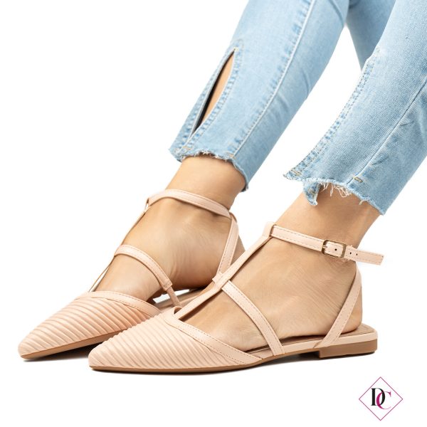 ballerine nude eco pelle con cinturino alla caviglia de caro calzature (2)