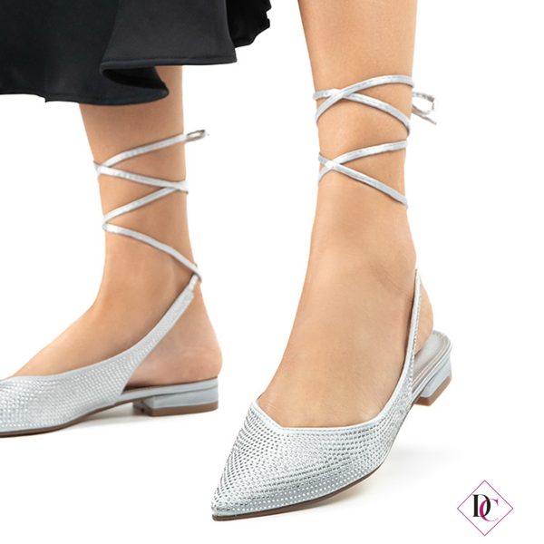 décolleté alla schiava tacco basso argento ballerine eleganti de caro calzature (3)