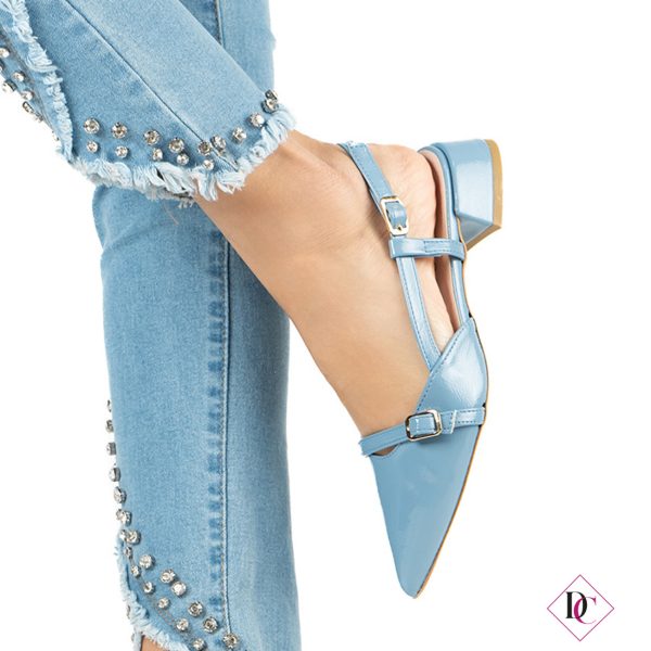 décolleté celeste lucide a punta tacco basso ballerine de caro calzature