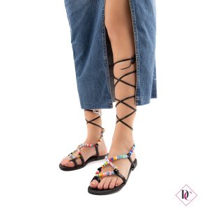 sandali bassi neri alla schiava infradito de caro calzature (3)