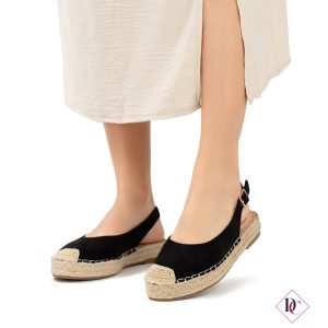 sandali espadrillas nero ballerine slingback in rafia de caro calzature (2)