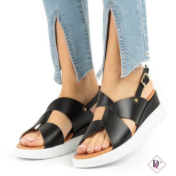 sandali neri vera pelle con zeppa comoda tacco basso de caro calzature (3)