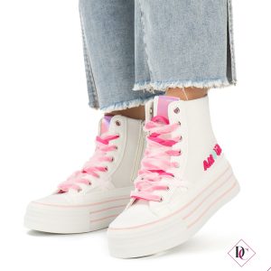 Sneakers Besos stivaletto in tela con zip e zeppa platform