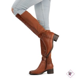 stivali al ginocchio tacco basso cuoio gambale elasticizzato de caro calzature (4)