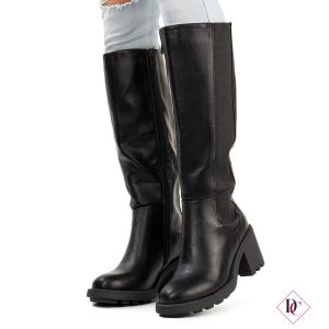 stivali neri al polpaccio gambale elasticizzato tacco comodo de caro calzature (6)