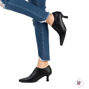 tronchetti neri caviglia bassa con elastico tacco alto de caro calzature (1)