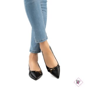 décolleté nero elegante tacco basso ballerine de caro calzature (3)