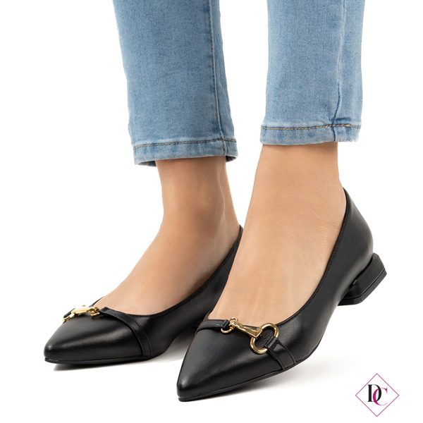 décolleté nero elegante tacco basso ballerine de caro calzature (5)