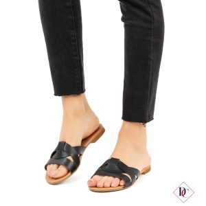 sandali bassi nero vera pelle e cuoio ciabatte de caro calzature (2)