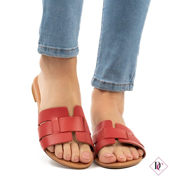 sandali bassi vera pelle e cuoio rosso ciabattine de caro calzature (3)