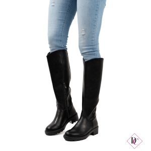 stivali neri classici cavallerizza anfibi al polpaccio tacco basso de caro calzature (2)