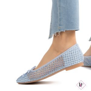 ballerine eleganti blu sandali bassi con brillantini de caro calzature (3)