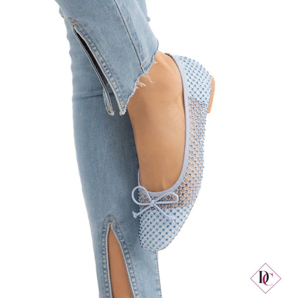 ballerine eleganti blu sandali bassi con brillantini de caro calzature (4)