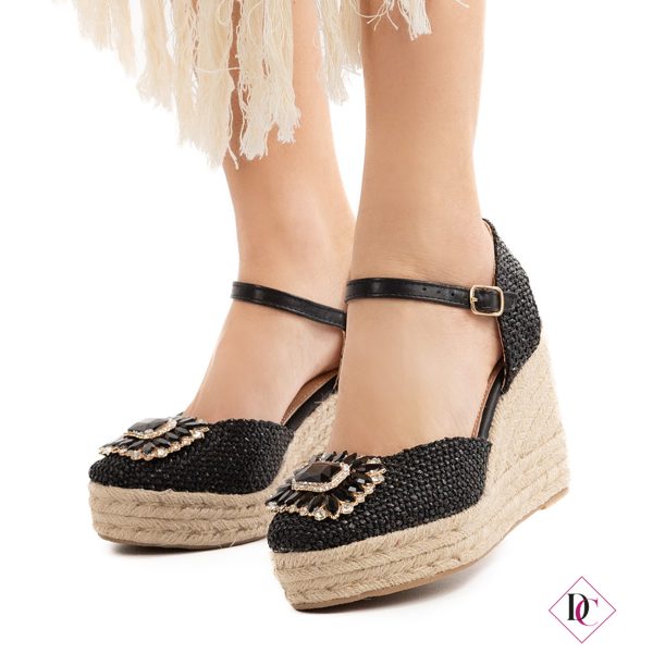 sandali alti neri espadrillas con zeppa in corda e punta chiusa de caro calzature (3)