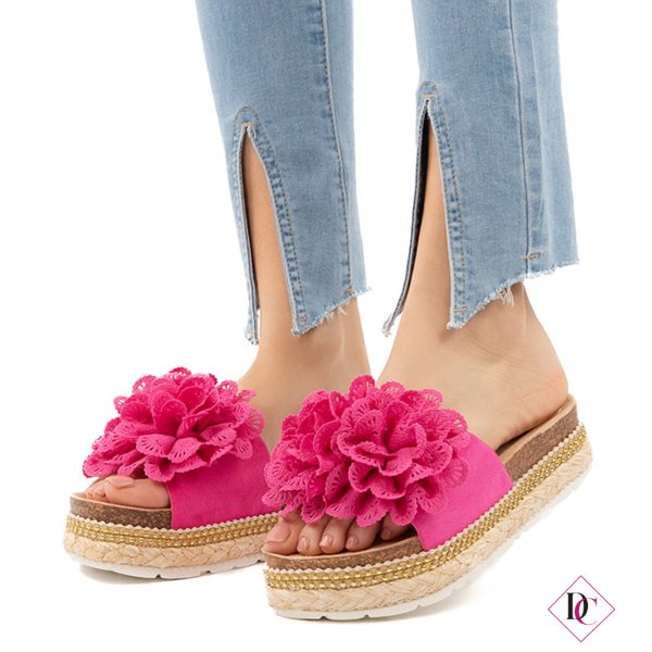 sandali bassi fucsia ciabatte con zeppa platform anti sudore de caro calzature (4)