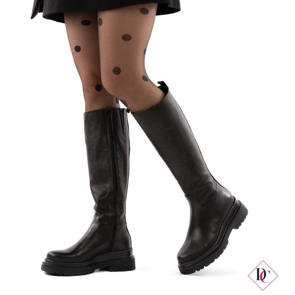 anfibi alti al polpaccio vera pelle nero de caro calzature (4)