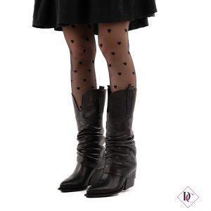 stivali texani neri vera pelle con gambale morbido arricciato de caro calzature (2)