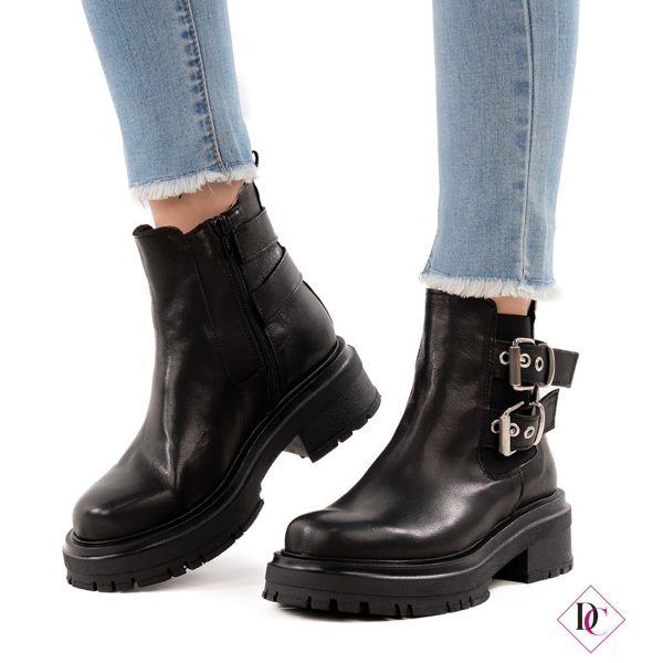 anfibi neri vera pelle alla caviglia tacco comodo de caro calzature (5)