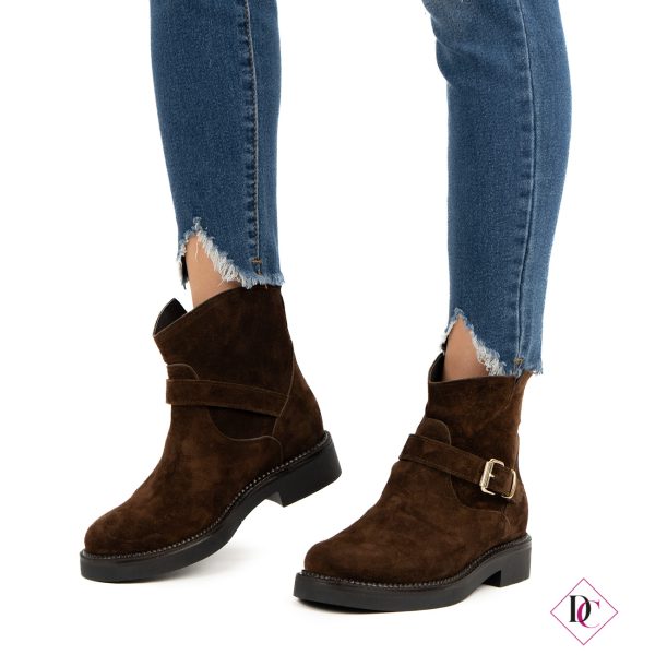 bikers tacco basso camoscio testa di moro de caro calzature (2)