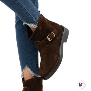 bikers tacco basso camoscio testa di moro de caro calzature (4)