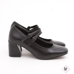 décolleté mary jane nero con cinturini e tacco comodo de caro calzature 3