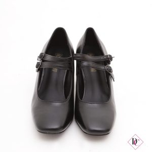 décolleté mary jane nero con cinturini e tacco comodo de caro calzature