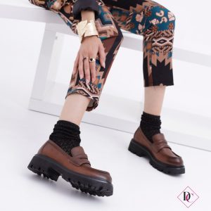 mocassini marrone con suola carrarmato de caro calzature 2