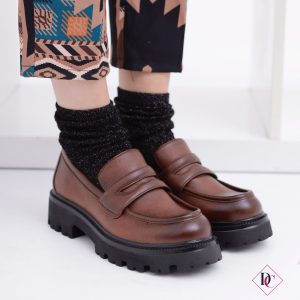 mocassini marrone con suola carrarmato de caro calzature