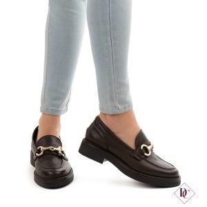 mocassini vera pelle testa di moro con fibbia oro de caro calzature (3)