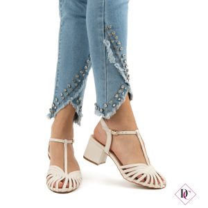 sandali beige alti con tacco comodo punta chiusa de caro calzature 2 (2)