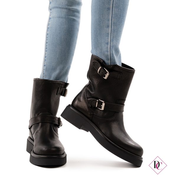 stivaletti bikers alla caviglia vera pelle nero de caro calzature (5)