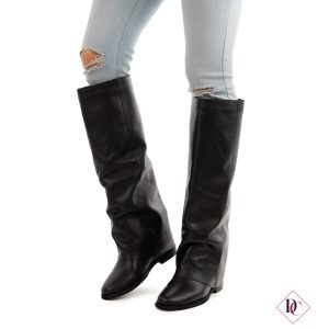 stivali neri vera pelle con zeppa interna de caro calzature (2)