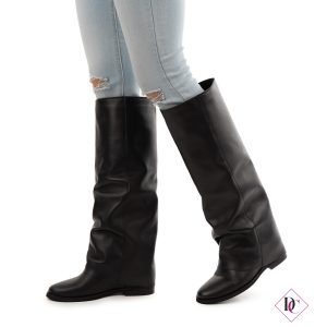 Stivali eleganti Bueno vera pelle con risvolto e zeppa interna