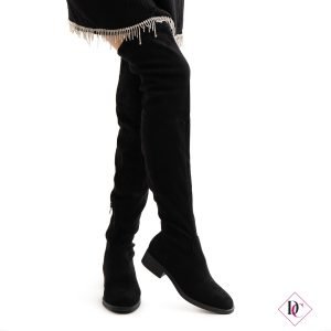 stivali tacco basso alti sopra il ginocchio camoscio elasticizzato de caro calzature 2