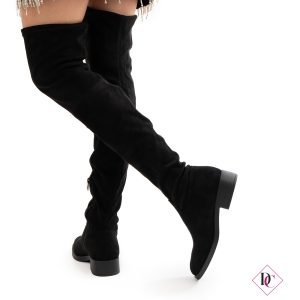 stivali tacco basso alti sopra il ginocchio camoscio elasticizzato de caro calzature
