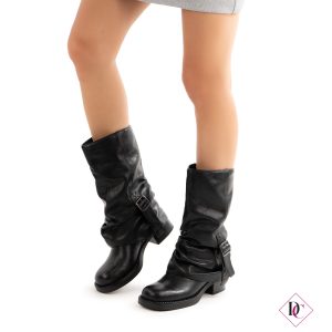 anfibi neri particolari stivali con tacco comodo de caro calzature (5)