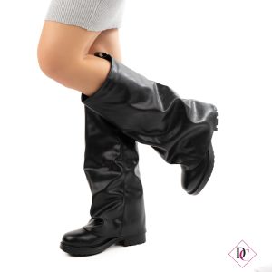 anfibi neri tacco basso e gambale morbido de caro calzature (1)