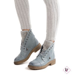 stivaletti bassi blu anfibi con lacci e strass de caro calzature (2)