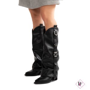 stivali neri texani con tacco alto e gambale largo de caro calzature (2)