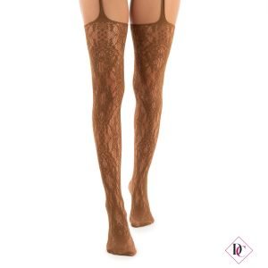 calze autoreggenti pizzo marrone collant elasticizzati de caro calzature (2)