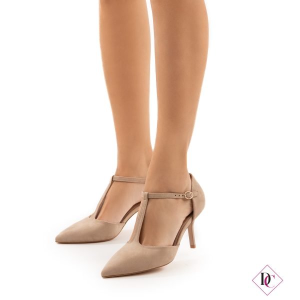 décolleté khaki eleganti Charleston con tacco sottile de caro calzature (2)